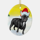 feestelijke Franse buldog Keramisch Ornament (Rechts)