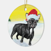 feestelijke Franse buldog Keramisch Ornament (Links)