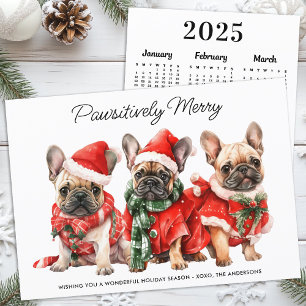 Feestelijke Franse Bulldog 2025 Kalender Kerstmis Feestdagenkaart