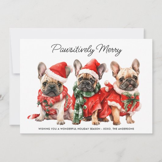 Feestelijke Franse Bulldog 2025 Kalender Kerstmis Feestdagenkaart (Voorkant)