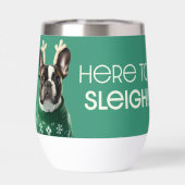 Feestelijke Franse Bulldog Green Cooler Cup (Achterkant)