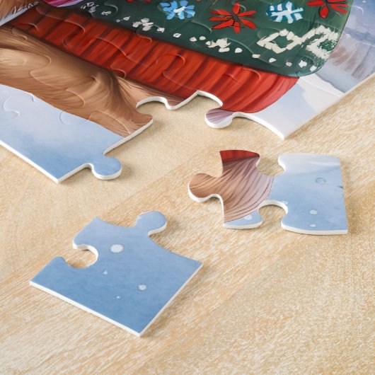 Feestelijke Franse Bulldog Hond Kerstmis Puppy Legpuzzel (Zijkant)