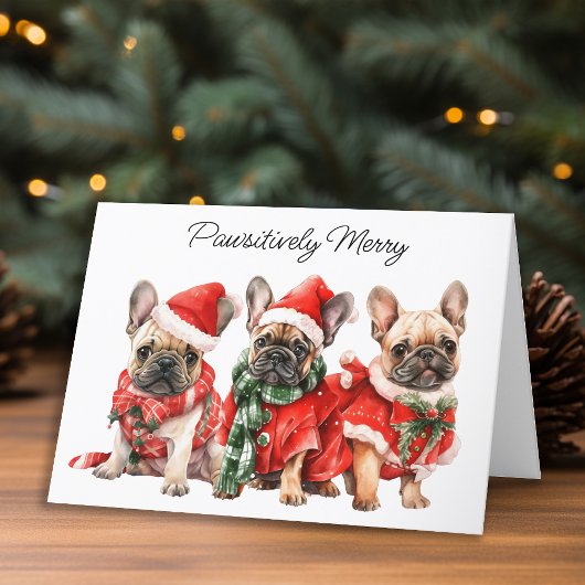 Feestelijke Franse Bulldog Hond Persoonlijke Kerst Feestdagen Kaart