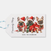 Feestelijke Franse Bulldog Honden Gepersonaliseerd Cadeaulabel (Achterkant Horizontaal)