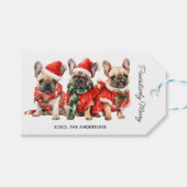 Feestelijke Franse Bulldog Honden Gepersonaliseerd Cadeaulabel (Voorkant (Horizontaal))