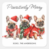 Feestelijke Franse Bulldog Honden Gepersonaliseerd Vierkante Sticker (Voorkant)