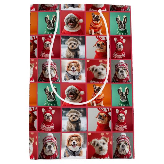 Feestelijke Frenchie en Vrienden Medium Gift Bag Medium Cadeauzakje (Voorkant)