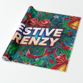 Feestelijke Frenzy Maximalist Holiday Cadeaupapier (Uitgerold)