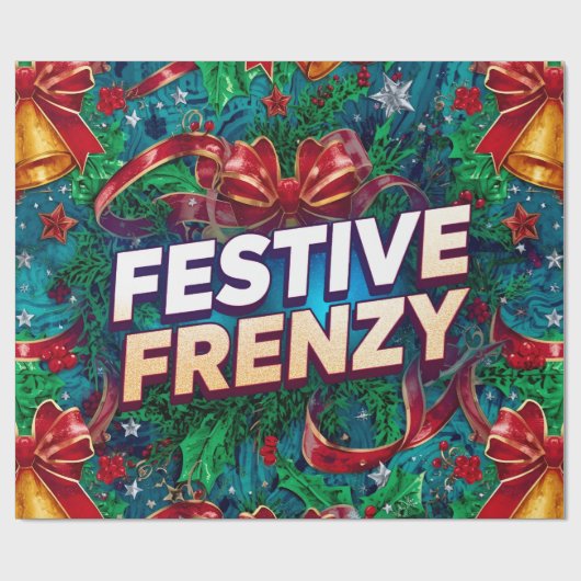 Feestelijke Frenzy Maximalist Holiday Cadeaupapier (Vlak)