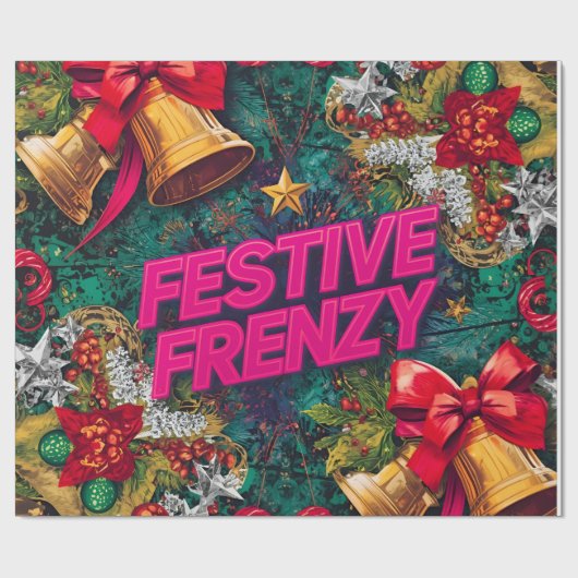 Feestelijke Frenzy Maximalist Holiday Cadeaupapier (Vlak)