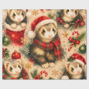 Feestelijke Fret in een Sjaal Kerstverpakking Cadeaupapier
