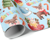 Feestelijke Frolics: een vakantie rendier extravag Cadeaupapier (Rol Hoek)