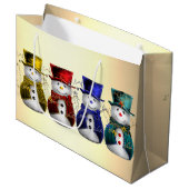 Feestelijke Frosty Friends Sneeuwmannen Kerstmis Groot Cadeauzakje (Voorkant Gekanteld)