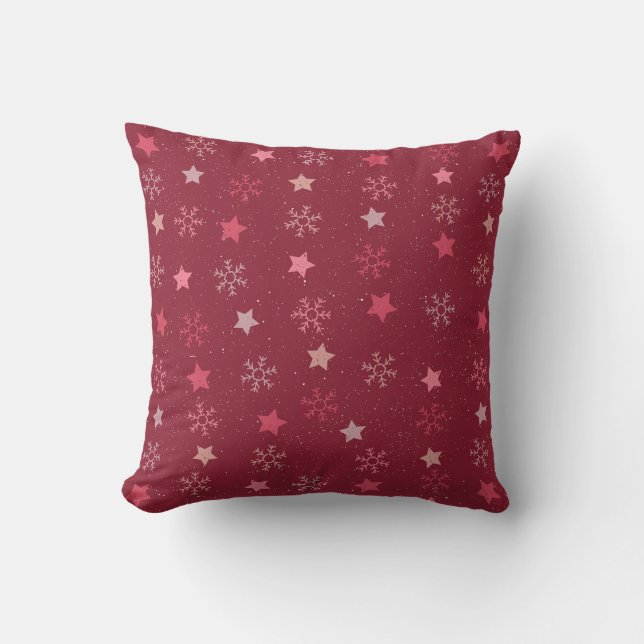 Feestelijke Frosty Winterland Roze Kerstdecor Kussen (Voorkant)