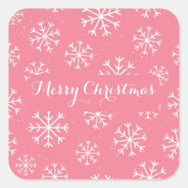 Feestelijke Frosty Winterland Roze Kerstdecor Vierkante Sticker