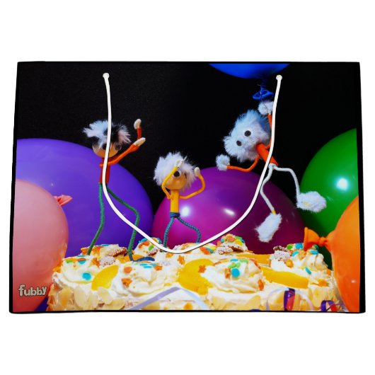 Feestelijke Fubby foto met ballonnen en taart. Groot Cadeauzakje (Voorkant)