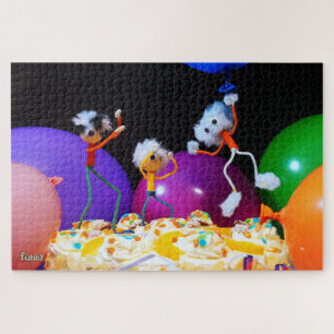 Feestelijke Fubby foto met ballonnen en taart. Legpuzzel