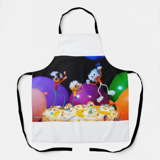 Feestelijke Fubby foto met ballonnen en taart. Schort (Voorkant)