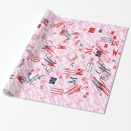Feestelijke Fuchsia Roze Wolken Decor Cadeaupapier (Uitgerold)