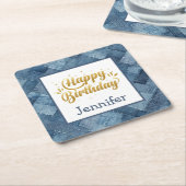 Feestelijke Fun Blue Jean Denim Verjaardagspapier  Kartonnen Onderzetters (Schuin)