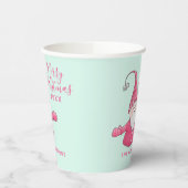 Feestelijke Fun Gnome Pink en Mint Green Christmas Papieren Bekers (Links)
