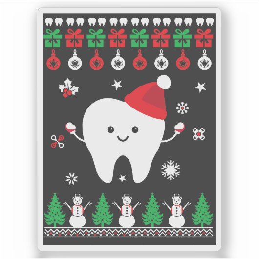 Feestelijke Fun & Happy Dental Christmas Sticker (Voorkant)