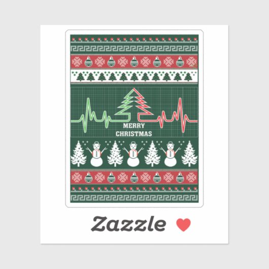 Feestelijke Fun & Heart Bit Pine Tree Sticker (Vel)