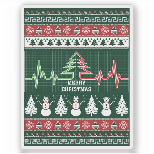 Feestelijke Fun & Heart Bit Pine Tree Sticker (Voorkant)
