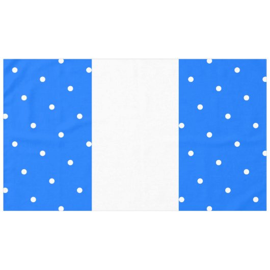 Feestelijke Fun Helderblauw Brede Witte gestippeld Tafelkleed (Voorkant (Horizontaal))