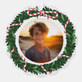 Feestelijke Fun Holiday krans Aangepaste fotobrief Ornament Kaart (Voorkant)