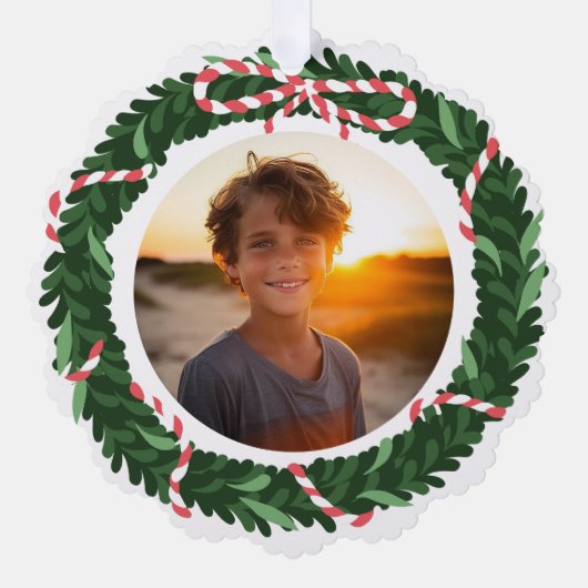 Feestelijke Fun Holiday krans Aangepaste fotobrief Ornament Kaart (Voorkant)