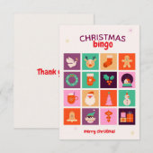 Feestelijke Fun Kleurrijke Geïllustreerde Kerstbin Bedankkaart (Voorkant / Achterkant)