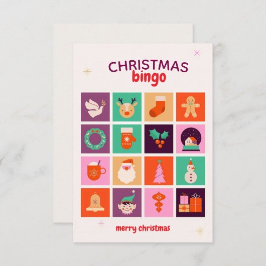 Feestelijke Fun Kleurrijke Geïllustreerde Kerstbin Bedankkaart (Voorkant / Achterkant)