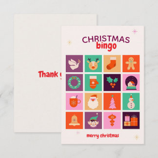 Feestelijke Fun Kleurrijke Geïllustreerde Kerstbin Bedankkaart