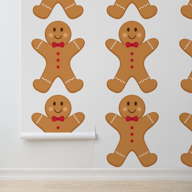 Feestelijke Funny Gingerbread Man Stick en Peel Behang (Applicatie)