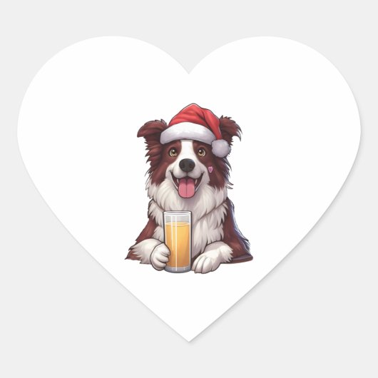 Feestelijke Furry Grin Border Collie's Kerstmis De Hart Sticker (Voorkant)