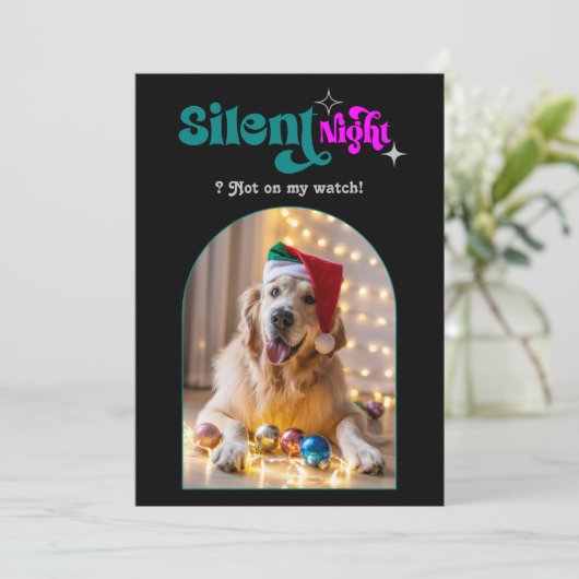 Feestelijke Fusie Grappige Retro Huisdier Hond Ker Feestdagenkaart (Staand voorkant)