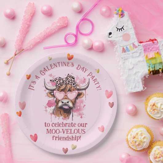 Feestelijke Galentijnse dag Hereford Koe Papieren Bordje (Feest)