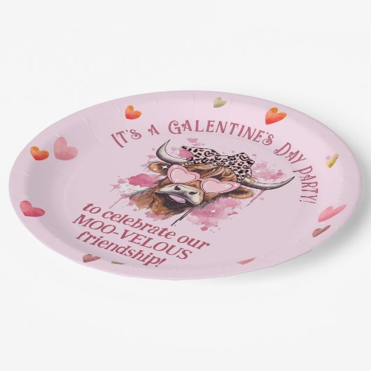 Feestelijke Galentijnse dag Hereford Koe Papieren Bordje (Gekanteld)