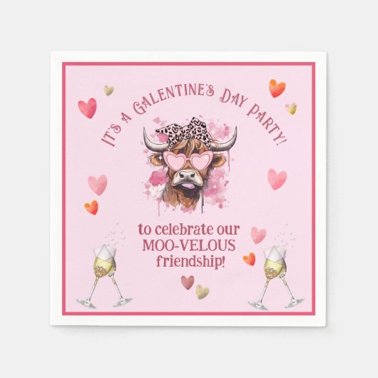 Feestelijke Galentine's Day Hereford Koe Servet (Voorkant)