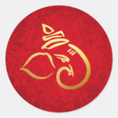 Feestelijke Ganesh | Ganpati | Indiase god Damask  Ronde Sticker (Voorkant)