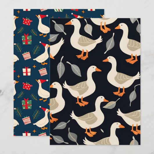 Feestelijke Gans Kerstmis – Grappig Kerst Grappen  Feestdagenkaart (Voorkant / Achterkant)