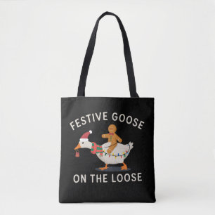 Feestelijke Gans Loslopende Kerst Gingerbread Tote Bag