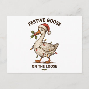 Feestelijke Gans Loslopende Kerstverlichting Kerst Feestdagenkaart