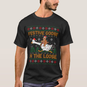 Feestelijke gans op de losse Funny peperkoek lelij T-shirt