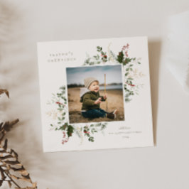 Feestelijke gebladerte Flat Holiday Photo Card Feestdagenkaart