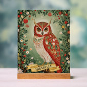 Feestelijke gebladerte uil gepersonaliseerd acryl bord (Neutraal)