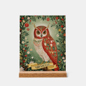 Feestelijke gebladerte uil gepersonaliseerd acryl bord (Voorkant)