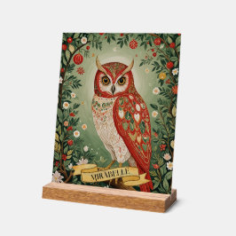 Feestelijke gebladerte uil gepersonaliseerd acryl bord