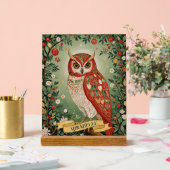 Feestelijke gebladerte uil gepersonaliseerd acryl bord (Huwelijk)